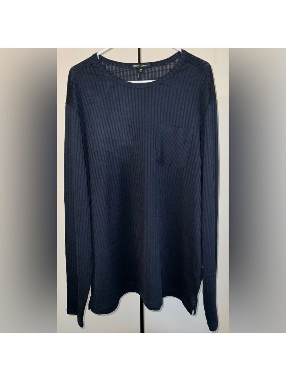 Robert‎ Barakett Mozart LS Crew Neck - XXL - navy - nwt - semi sheer/lightweight